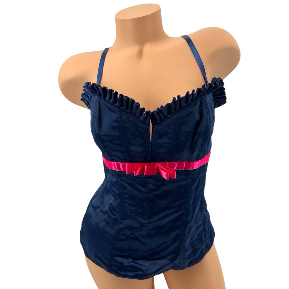 NWT SAMPLE Victoria’s Secret Blue Washed Satin Convertible Strapless Bustier 34B